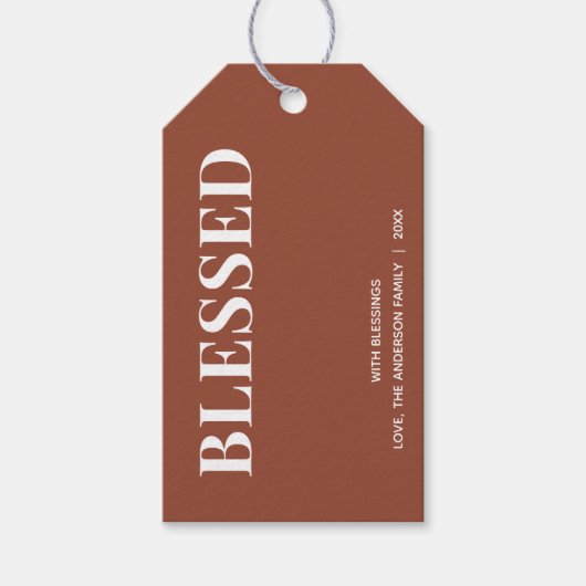 ミニマル BLESSED | テラコッタ ホリデー ギフトタグ (正面)