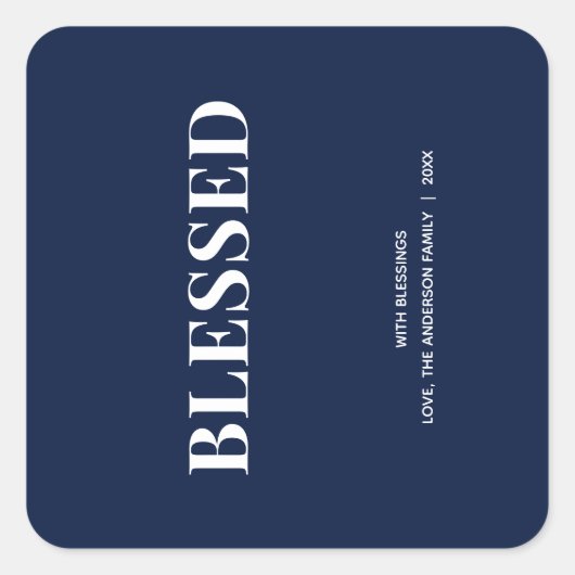 ミニマル BLESSED | ネイビーブルー ホリデー スクエアシール (正面)