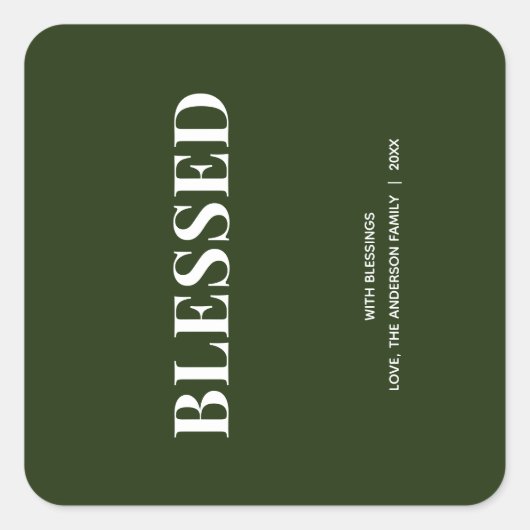ミニマル BLESSED | フォレストグリーン ホリデー スクエアシール (正面)
