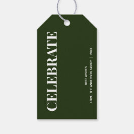 ミニマル CELEBRATE | フォレストグリーン ホリデー ギフトタグ