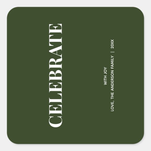ミニマル CELEBRATE | フォレストグリーン ホリデー スクエアシール (正面)
