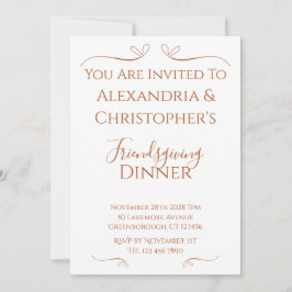 ミニマル・ chic な感謝祭の食事会 招待状