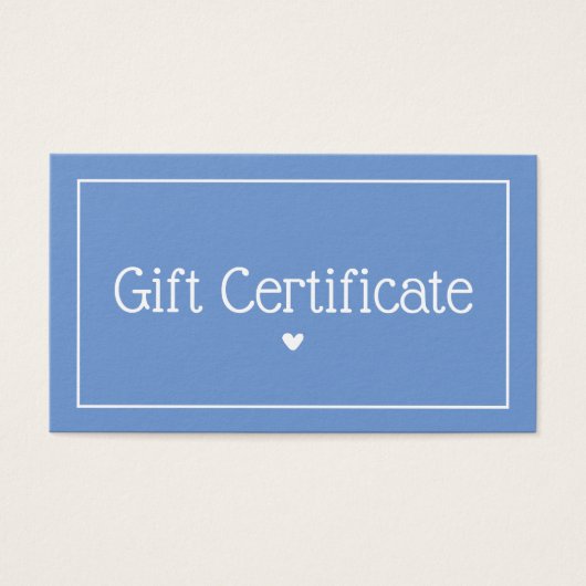 ミニマル, Cornflowerモダン Blueギフト証明書 (正面)