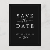 ミニマル | Dark Black日付を保存 インビテーションポストカード (正面)