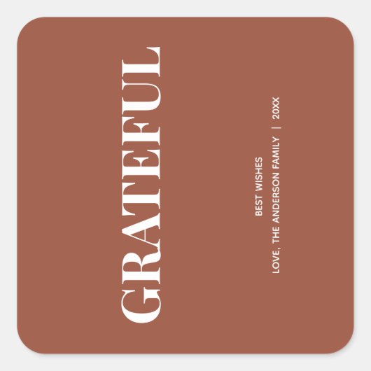 ミニマル GRATEFUL | テラコッタ ホリデー スクエアシール (正面)