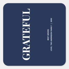 ミニマル GRATEFUL | ネイビーブルーのホリデー スクエアシール