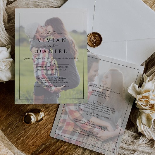 ミニマル | Inviitaの色あせた結婚写真 招待状