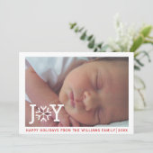 ミニマル「joy」赤いクリスマスの休日の写真カード シーズンカード (スタンド正面)