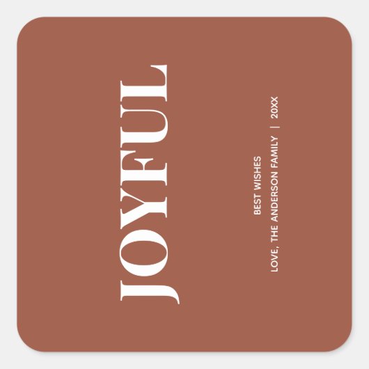ミニマル JOYFUL | テラコッタ ホリデー スクエアシール (正面)