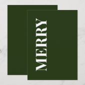ミニマル MERRY | フォレストグリーン ホリデー グリーティング カード (正面/裏面)
