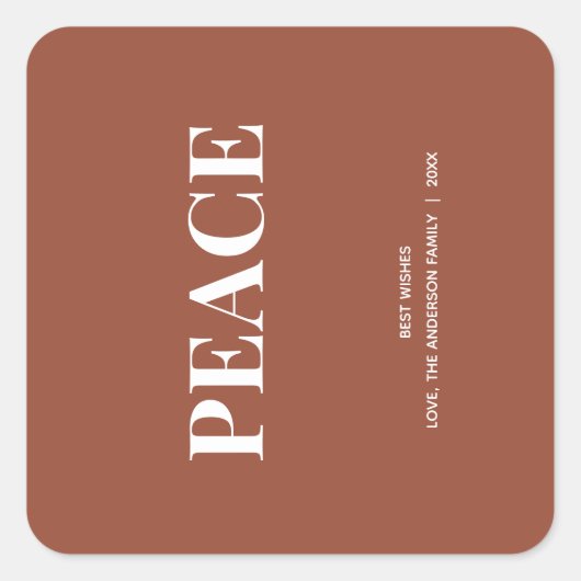 ミニマル PEACE | テラコッタ ホリデー スクエアシール (正面)