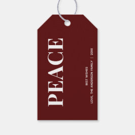 ミニマル PEACE | ディープレッド ホリデー ギフトタグ