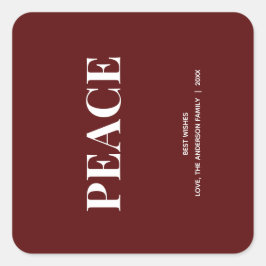 ミニマル PEACE | ディープレッド ホリデー スクエアシール
