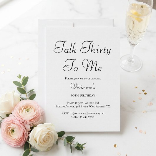 ミニマル Talk Thirty To Me 30歳の誕生日パーティー 招待状