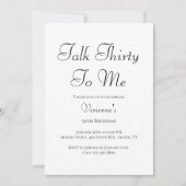 ミニマル Talk Thirty To Me 30歳の誕生日パーティー 招待状 (正面)