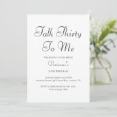 ミニマル Talk Thirty To Me 30歳の誕生日パーティー 招待状 (スタンド正面)