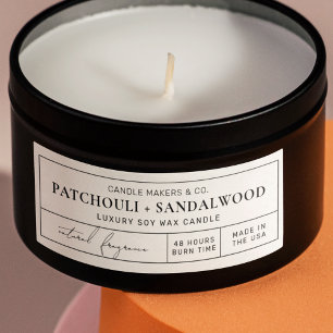 ミニマルApothecary Candle Tin 3x1"長方形ラベル シール