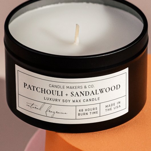 ミニマルApothecary Candle Tin 3x1"長方形ラベル シール