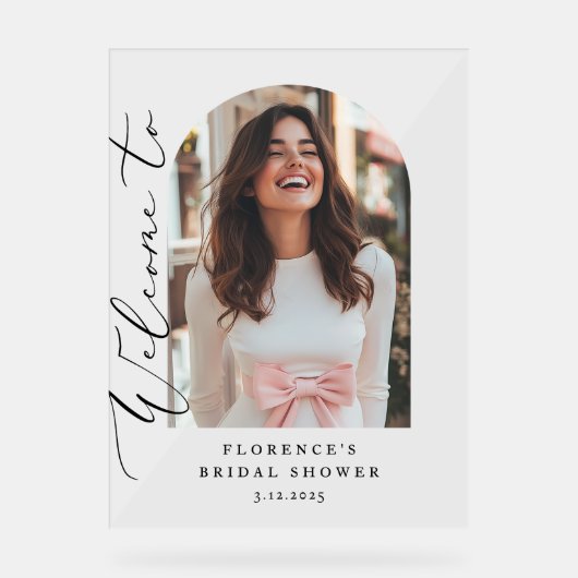 ミニマルArchブライダルシャワー写真ようこそ アクリルサイン (正面)