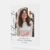 ミニマルArchブライダルシャワー写真ようこそ アクリルサイン (傾斜)