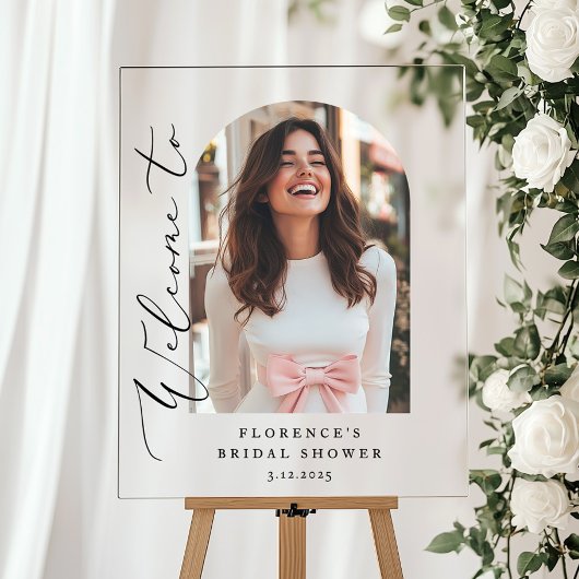 ミニマルArchブライダルシャワー写真ようこそ アクリルサイン