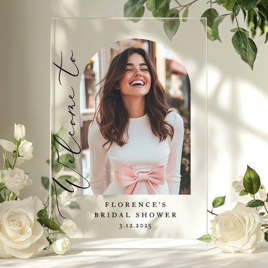 ミニマルArchブライダルシャワー写真ようこそ アクリルサイン