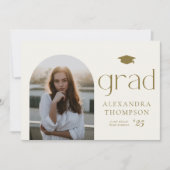 ミニマルArch写真金ゴールド写真卒業 案内状 (正面)