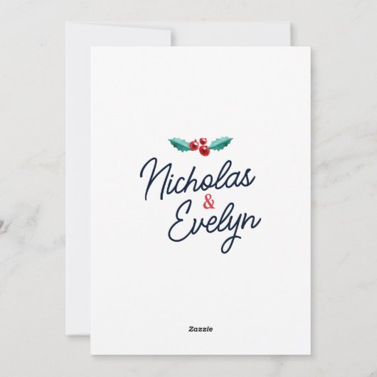 ミニマルArch初めてのクリスマスカップル写真 シーズンカード (裏面)