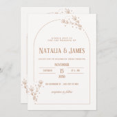 ミニマルArch結婚式招待状とフローラ精度 招待状 (正面/裏面)