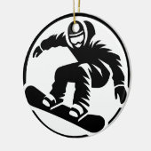 ミニマルB&Wスノーボーダーフリースタイルミッドエアジャンプ セラミックオーナメント (左)