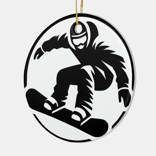 ミニマルB&Wスノーボーダーフリースタイルミッドエアジャンプ セラミックオーナメント (左)