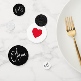 ミニマルB&W幾何学長誕生日赤いハート コンフェッティ