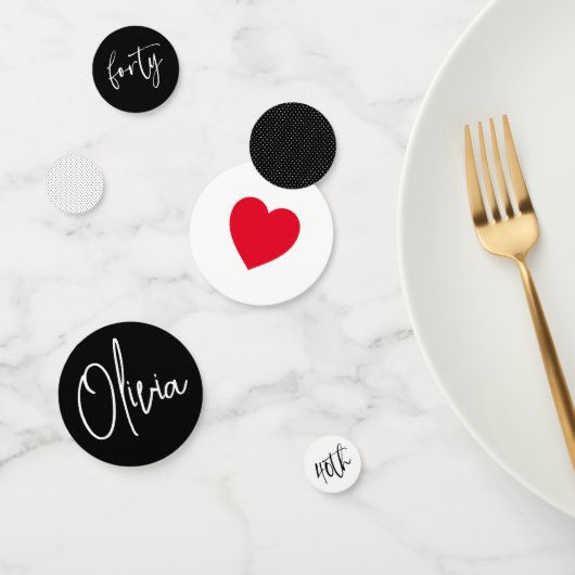 ミニマルB&W幾何学長誕生日赤いハート コンフェッティ (グループ)