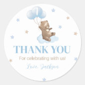 ミニマルBear Balloon 1st Birthday Sticker ラウンドシール (正面)