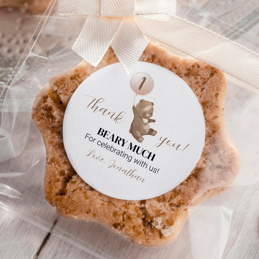 ミニマルBear Balloon 1st Birthday Sticker ラウンドシール