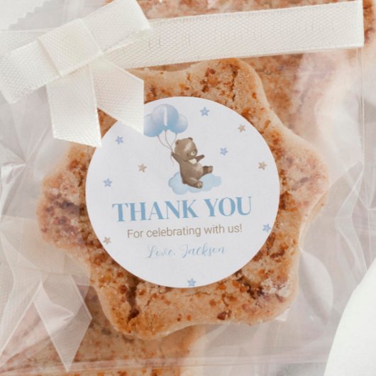 ミニマルBear Balloon 1st Birthday Sticker ラウンドシール