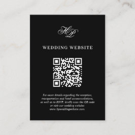 ミニマルBlack MonogramのWebサ結婚イトQRコード エンクロージャーカード