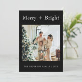 ミニマルBlack & White Typewriterクリスマスフォト シーズンカード (スタンド正面)