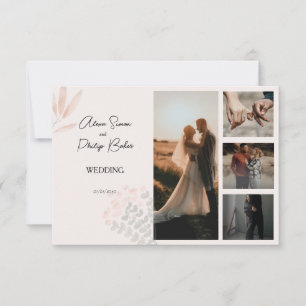 ミニマルBoho Photo Collage 結婚's サンキューカード