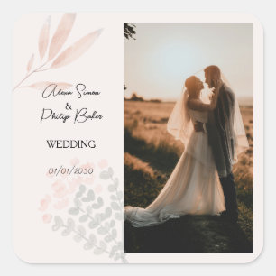 ミニマルBoho Photo Collage 結婚's スクエアシール