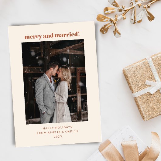 ミニマルBoho Rustのメリークリスマス結婚した写真 シーズンカード