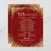 ミニマルBurgundyスクリプト文字結婚式の日のタイムライン (正面/裏面)