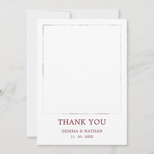 ミニマルBurgundy 1写真結婚のサンキューカード サンキューカード (正面)