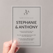 ミニマルBWモノグラム山花結婚の アクリル招待状 (インサイチュ (ポータブル))