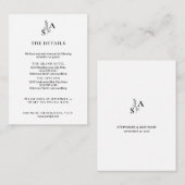 ミニマルBWモノグラム山花結婚の エンクロージャーカード (正面/裏面)