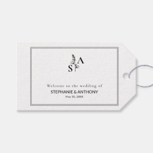 ミニマルBWモノグラム山花結婚の ギフトタグ