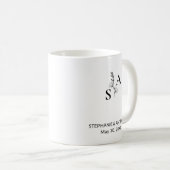 ミニマルBWモノグラム山花結婚の コーヒーマグカップ (正面右)