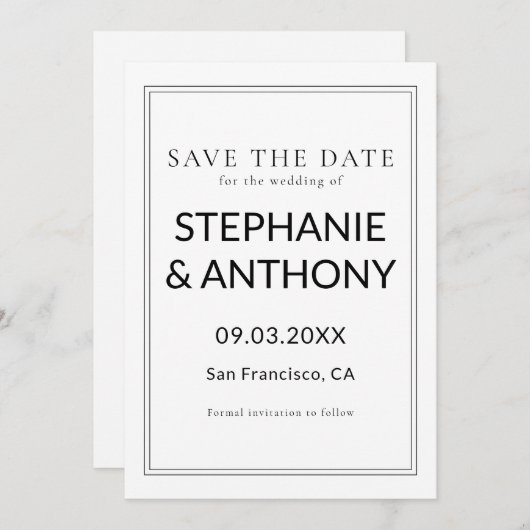 ミニマルBWモノグラム山花結婚の セーブザデート (正面/裏面)