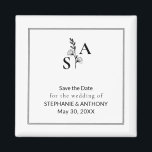ミニマルBWモノグラム山花結婚の マグネット<br><div class="desc">このワイルドフラワーで結婚あなたのtouchにエレガンスのを追加しモノグラムのて、ミニマリストと自然のスタイルを補完するように設計された日付の磁石を保インスパイア存。この磁石はユニーク詳細を追加す結婚るのに理想的で、どの大事な行事にも時代を超越した洗練をもたらします。</div>