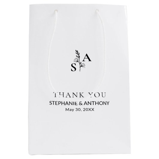 ミニマルBWモノグラム山花結婚の ミディアムペーパーバッグ (正面)